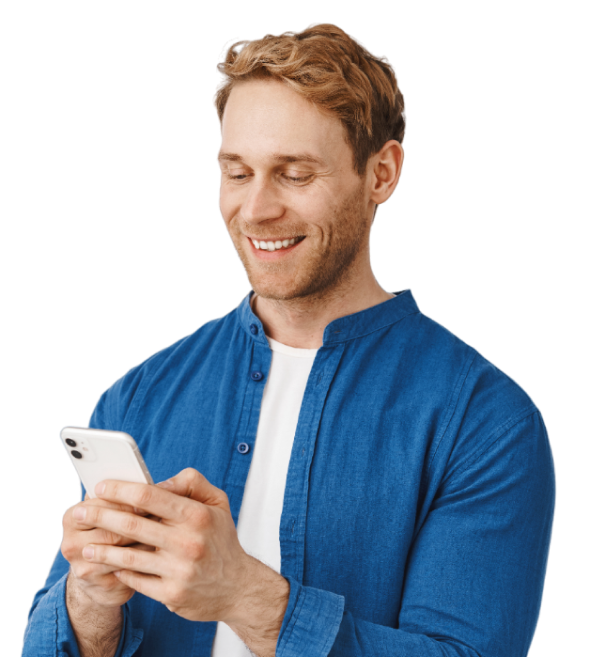 Guy use smartphone