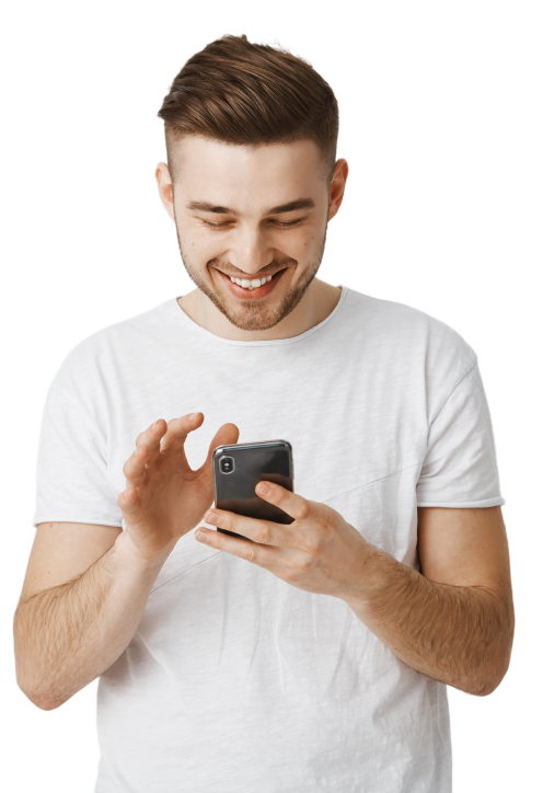 Guy use smartphone